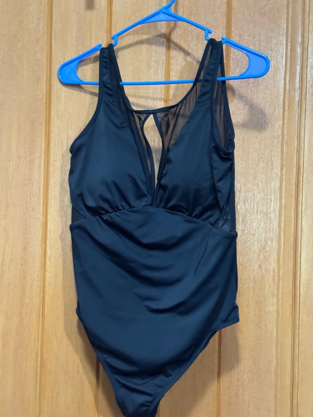 Black One-Piece Swimwear with Mesh Insert New size XL no tags